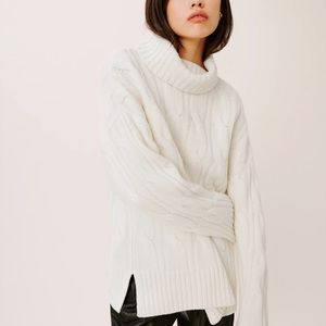 NWT Reformation Siro Regenerative Wool Cable Sweater Size Small